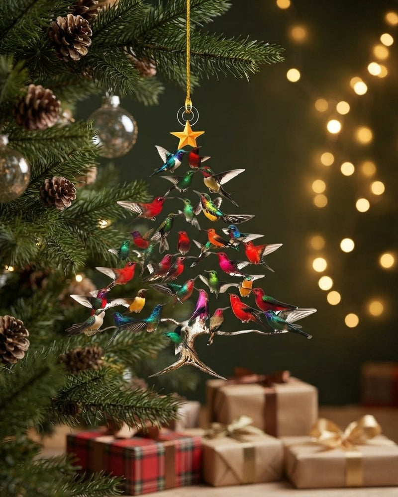 Hummingbird Christmas Tree Acrylic Ornament