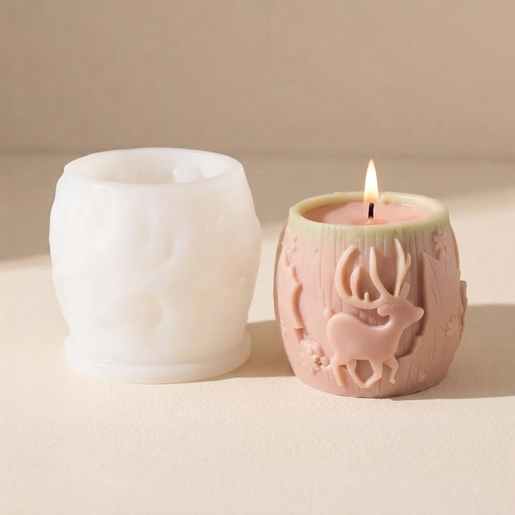 3D Christmas Silicone Candle Mould – Festive Elk & Snowflake