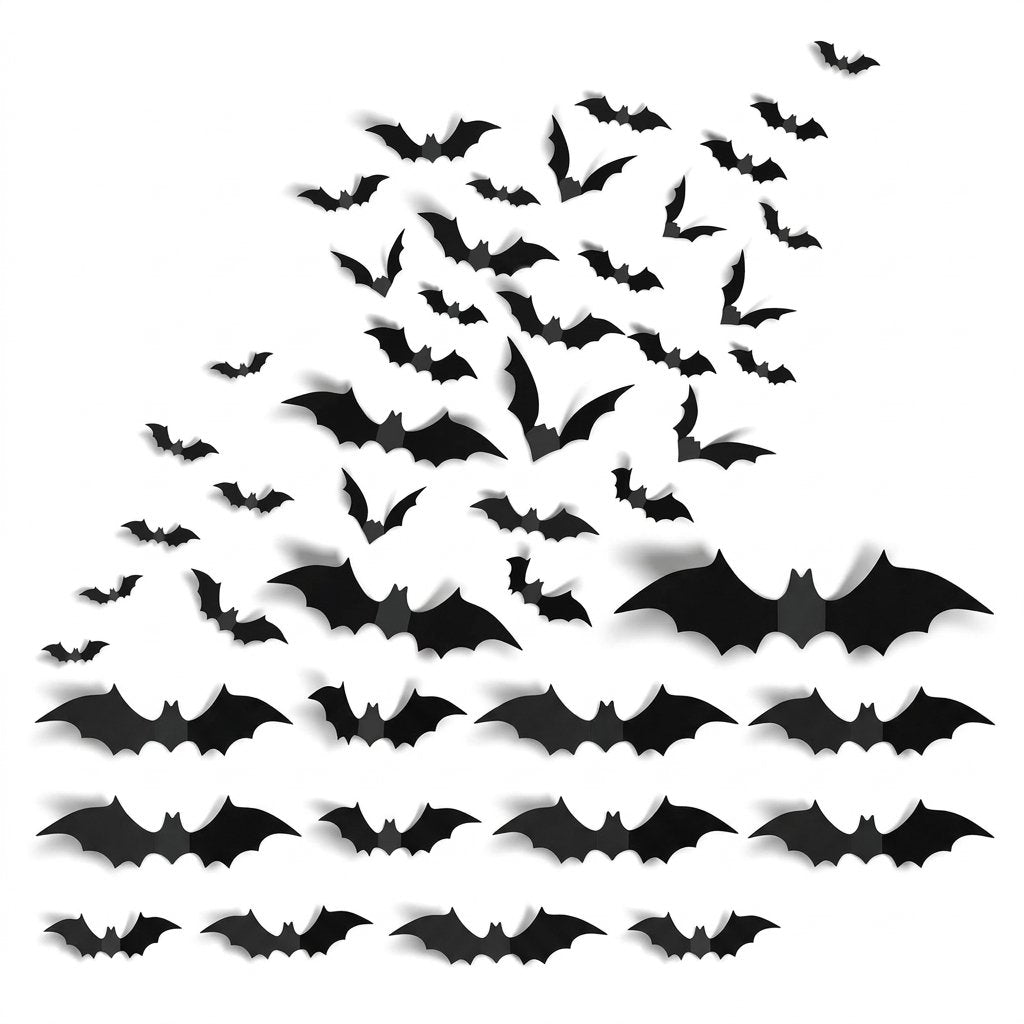 3D Foldable Bat Wall Stickers for Halloween Decoration – Peel and Stick, Reusable, Indoor Use