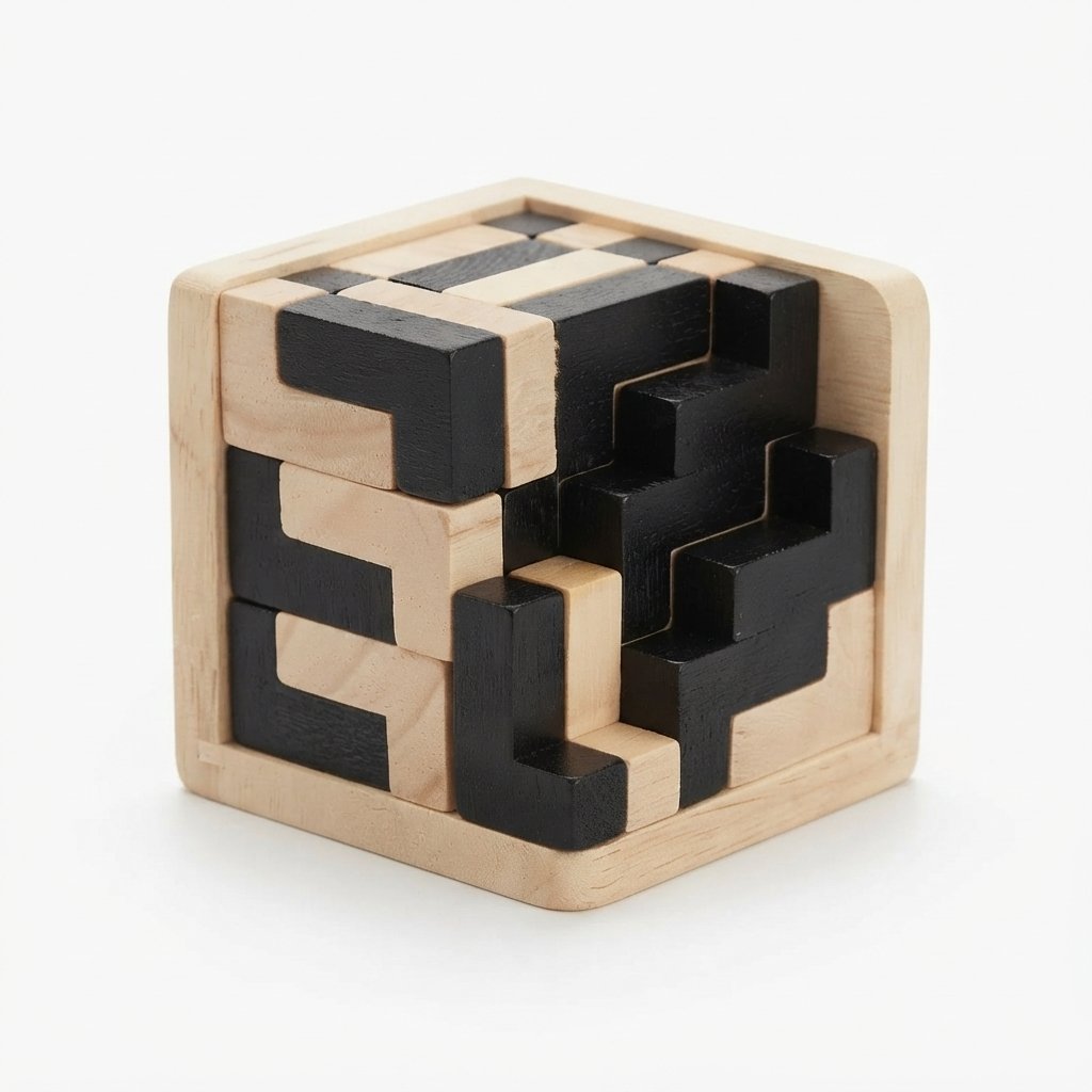 3D Wooden Brain Teaser Puzzle – Interlocking Cube