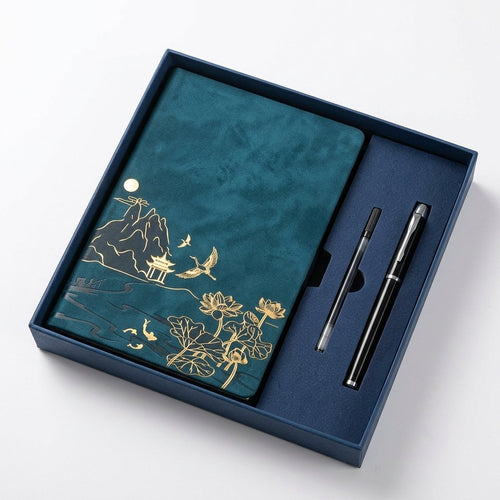 A5 Notebook & Pen Gift Set with Gold Embossed Cover