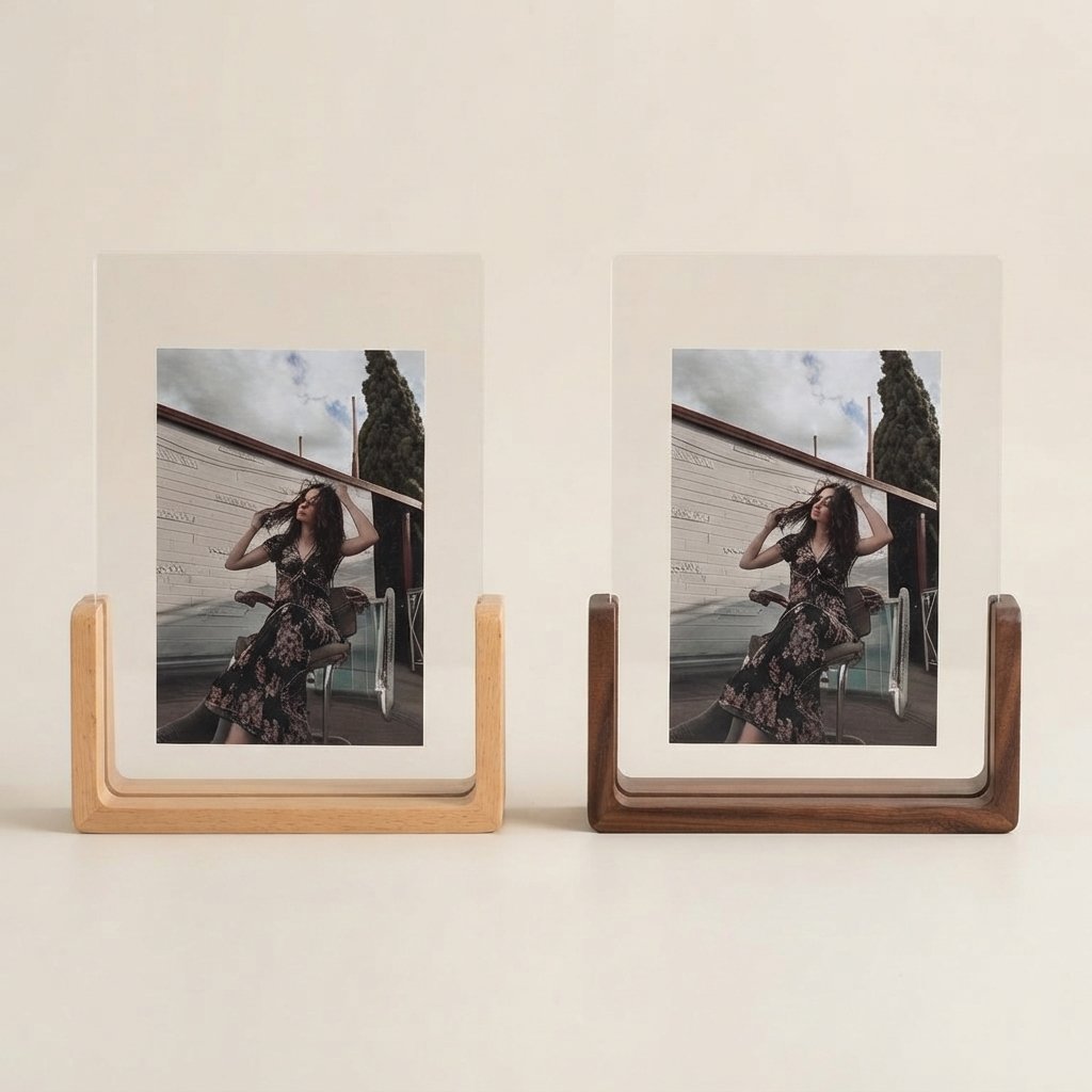 Acrylic and Wood Photo Frame with U-Shaped Stand
