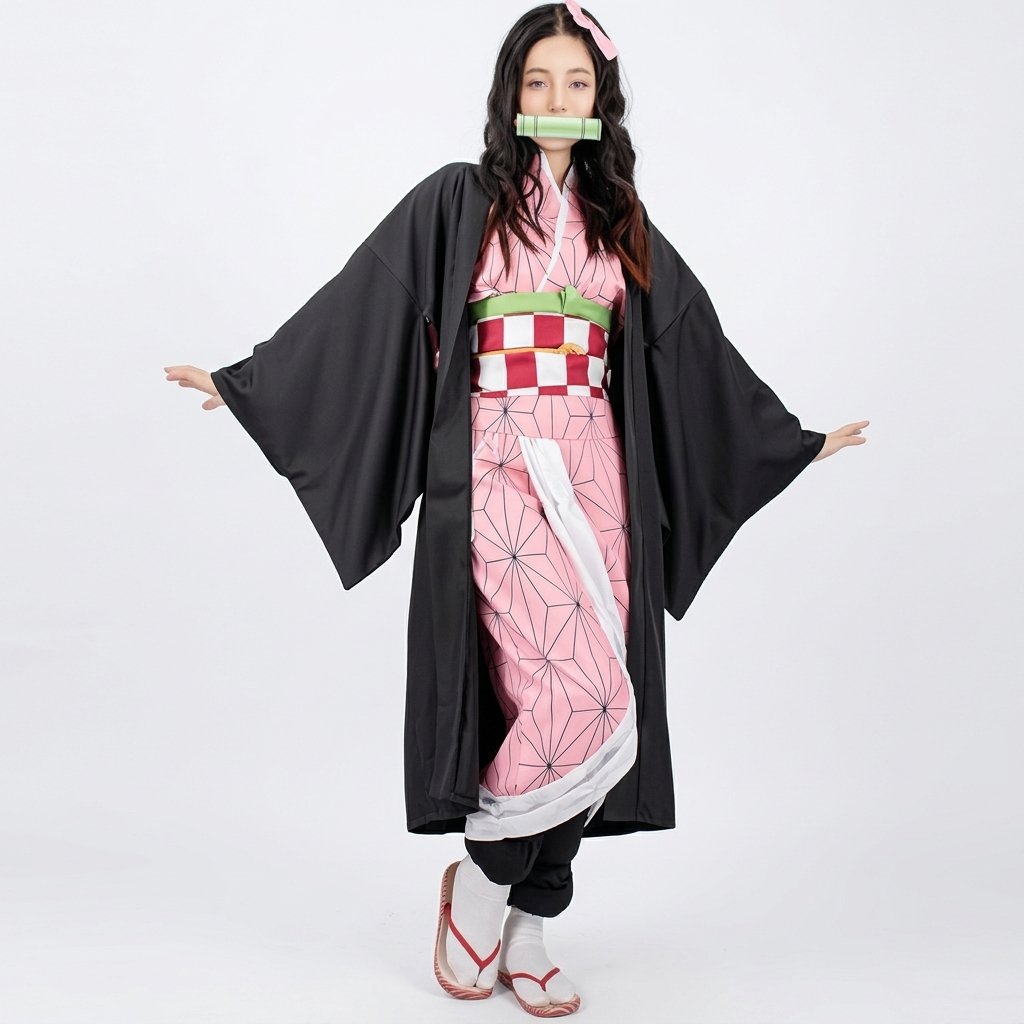 Anime Character Cosplay Costume Set with Wide-Sleeve Haori Jacket, Uniform Top, Trousers or Skirt, Waist Belt and Leg Wraps