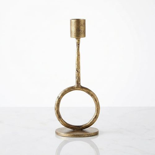 Antique Gold Ring Candle Holder – Sculptural Taper Stand