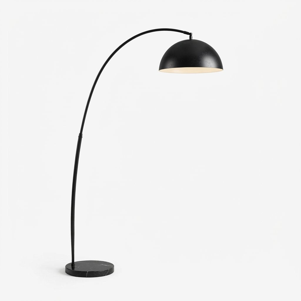 Arc Floor Lamp with Metal Shade, Matte Black