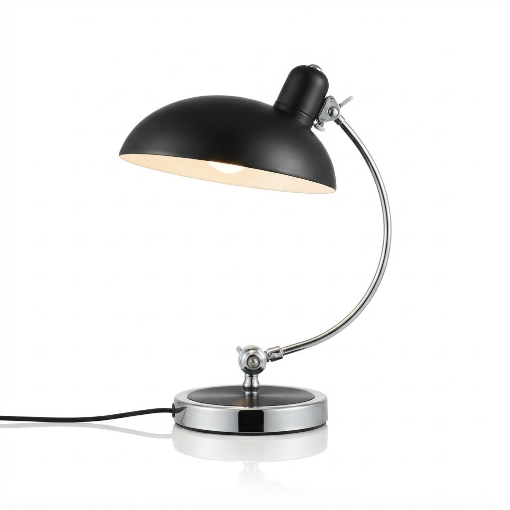 Bauhaus Curved Metal Table Lamp with Domed Shade