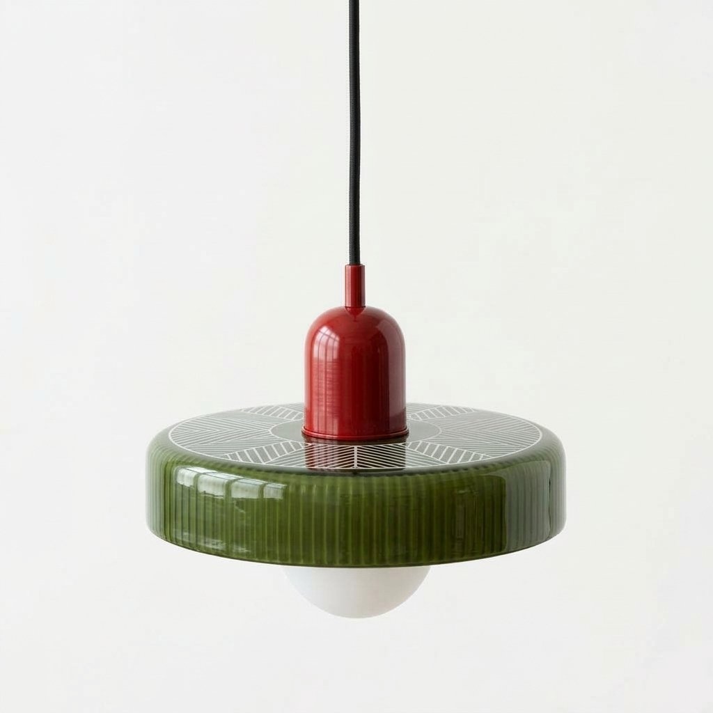 Bauhaus Glass Ring Pendant Light, Adjustable Height