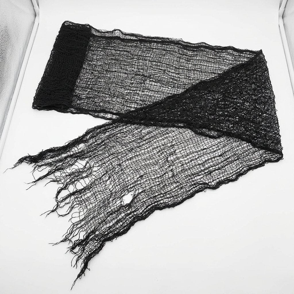 Black Gothic Mesh Creepy Cloth Halloween Fabric Decoration – Flexible, Reusable and Easy to Hang