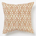 Block Print Cotton Cushion Cover, Ochre Paisley, 24x24 in