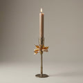 Botanical Taper Candle Holders with Glass Leaves, Set of 2