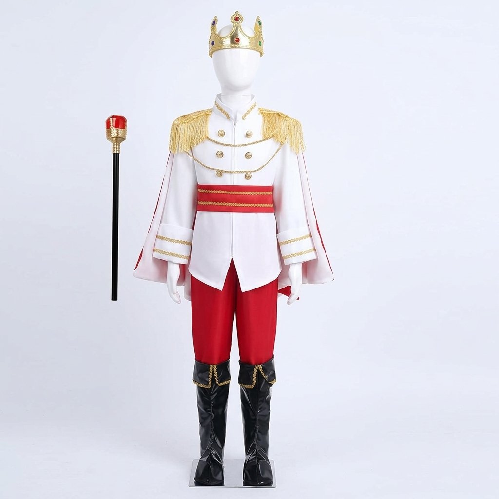 Boys' Royal Prince Costume Set with Crown, Scepter, Cape and Boot Covers