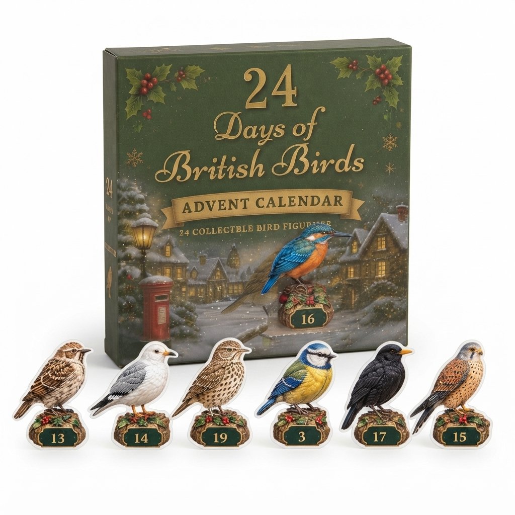 British Birds Advent Calendar with 24 Collectible Figurines