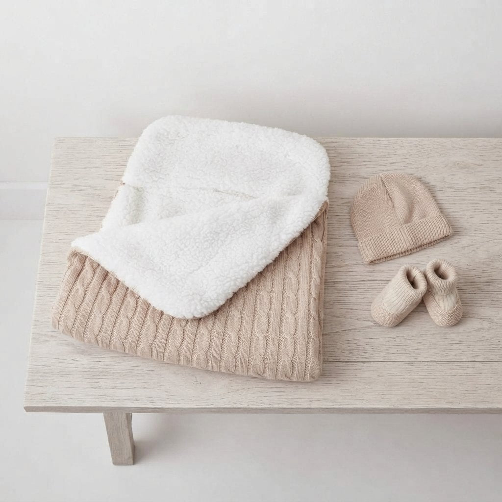 Cable-Knit Baby Sleep Sack with Sherpa Lining, 0–12 Months