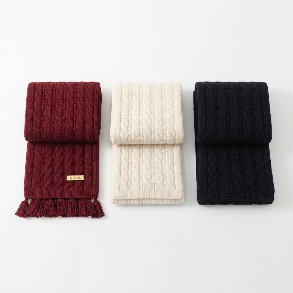 Cable Knit Winter Scarf, Unisex, Extra Long