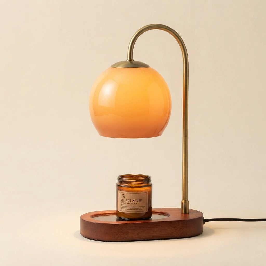 Candle Warmer Table Lamp with Dimmer and Timer, Orange