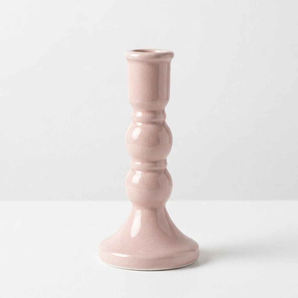 Ceramic Candle Holder in Blush Pink, Large