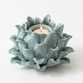 Ceramic Petal Tealight Holder in Sage Blue