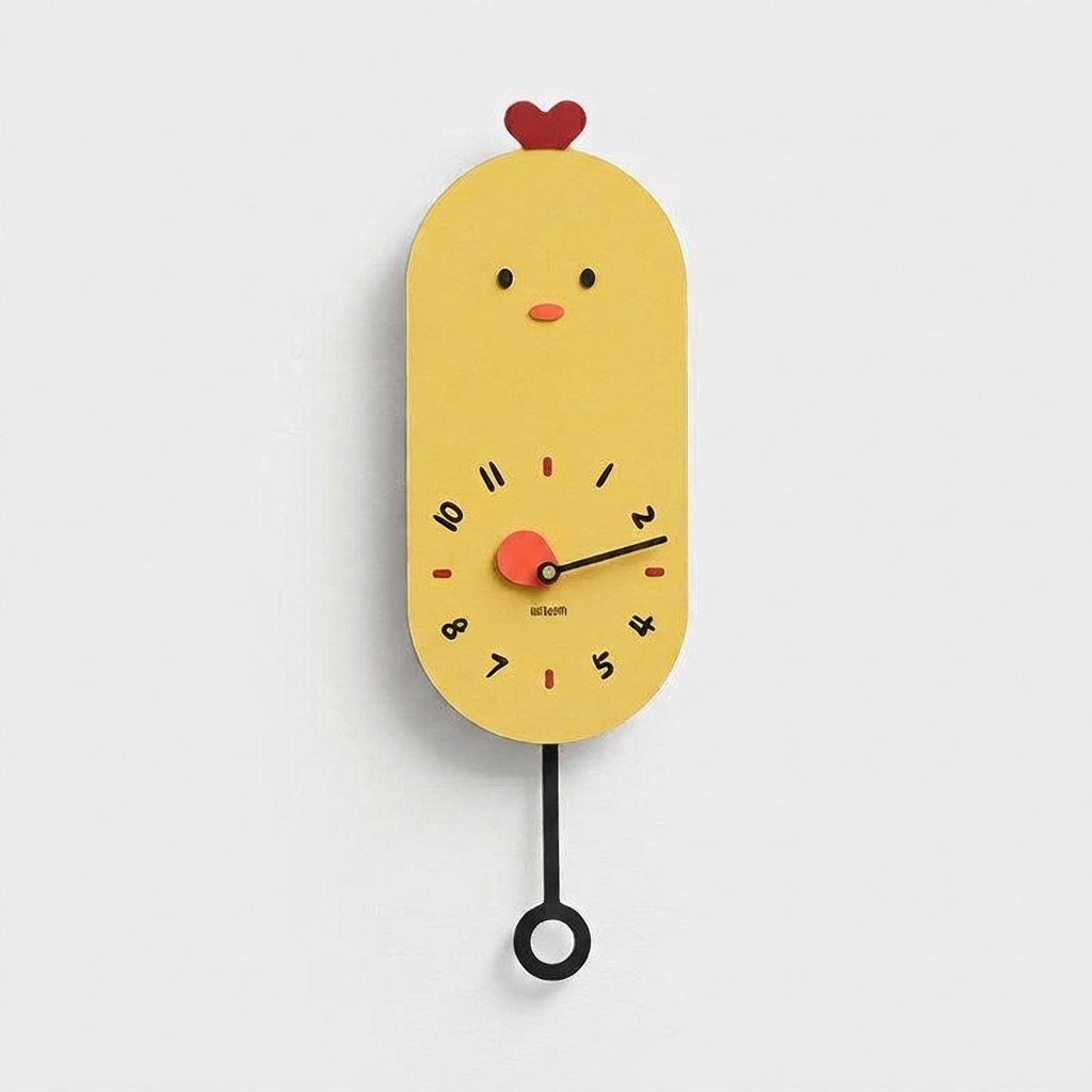 Chick Wall Clock with Pendulum, Silent Quartz Movement
