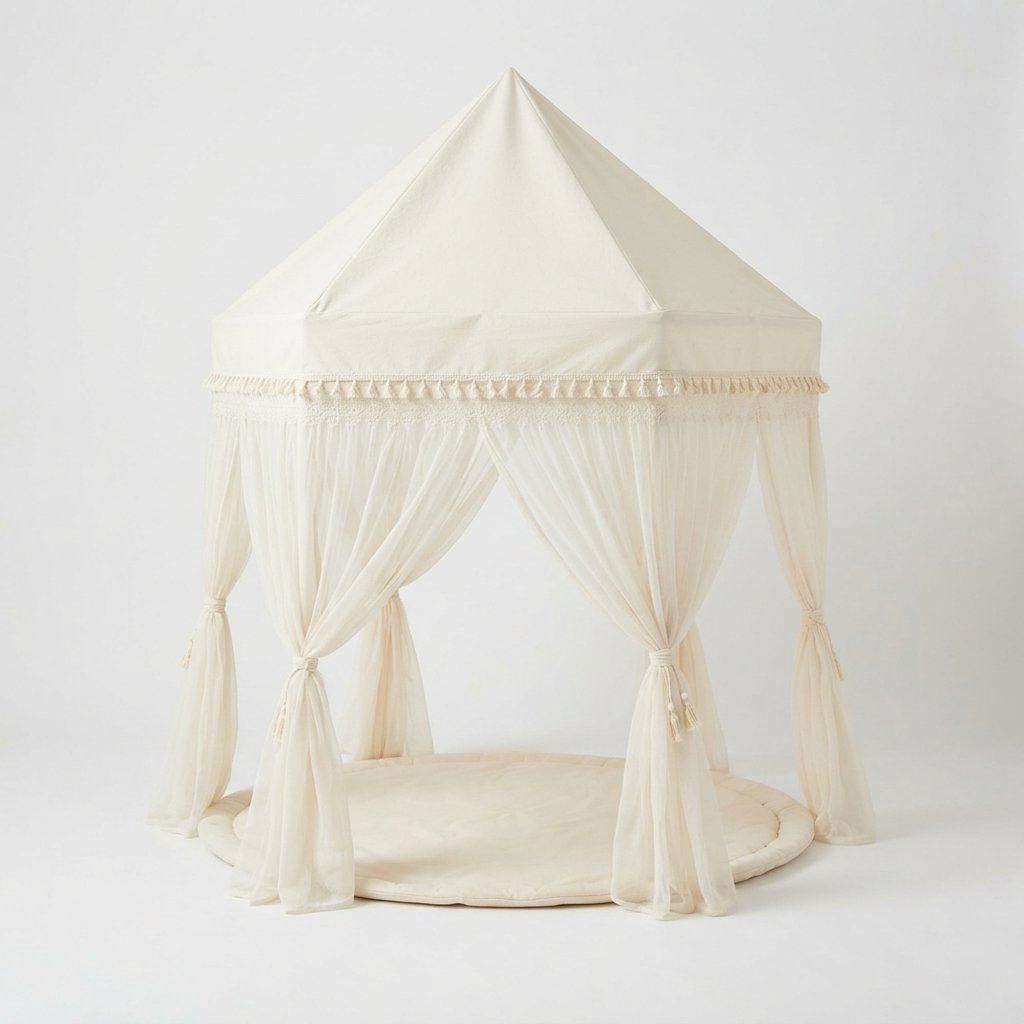 Children's Boho Play Tent with Tassel Trim, Cotton Canvas