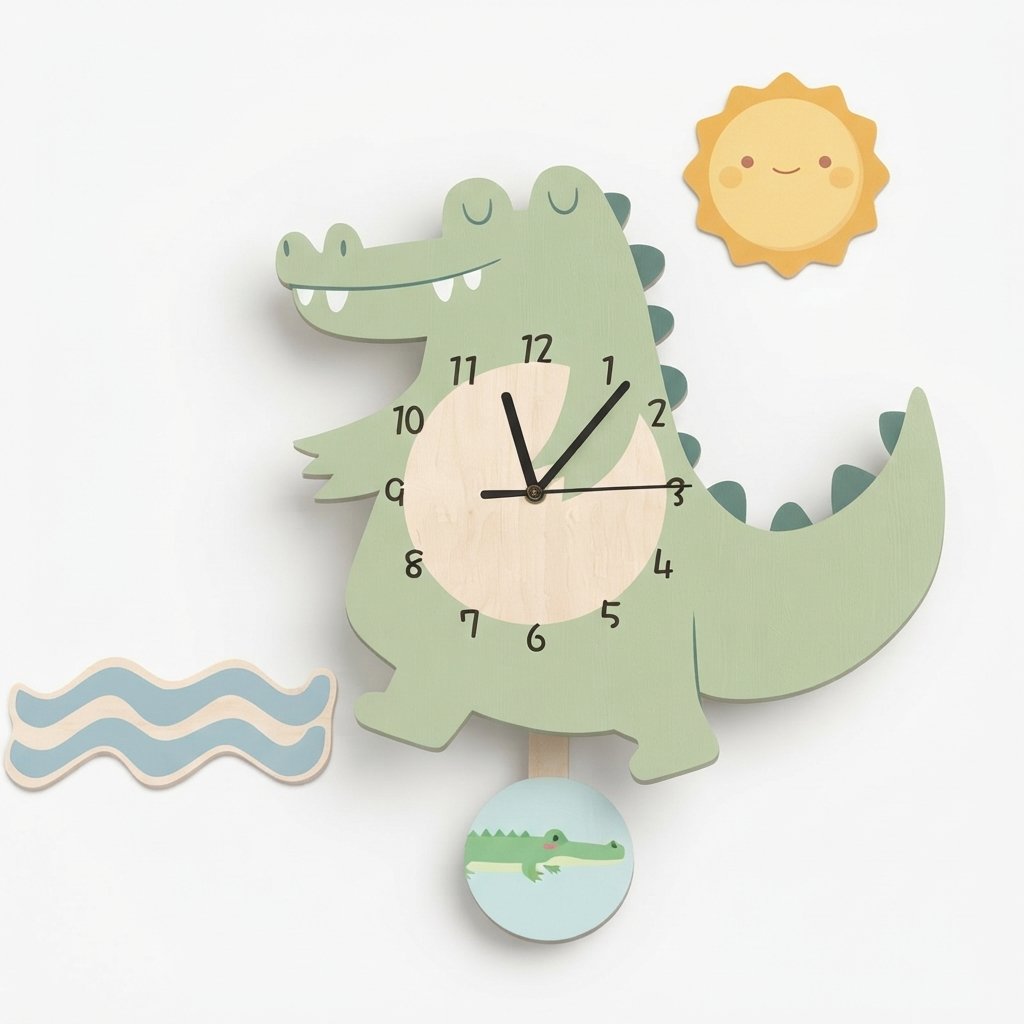 Children's Pendulum Wall Clock with Animal Design