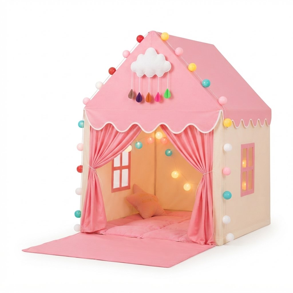 Children's Play House Tent with Padded Mat and Lights
