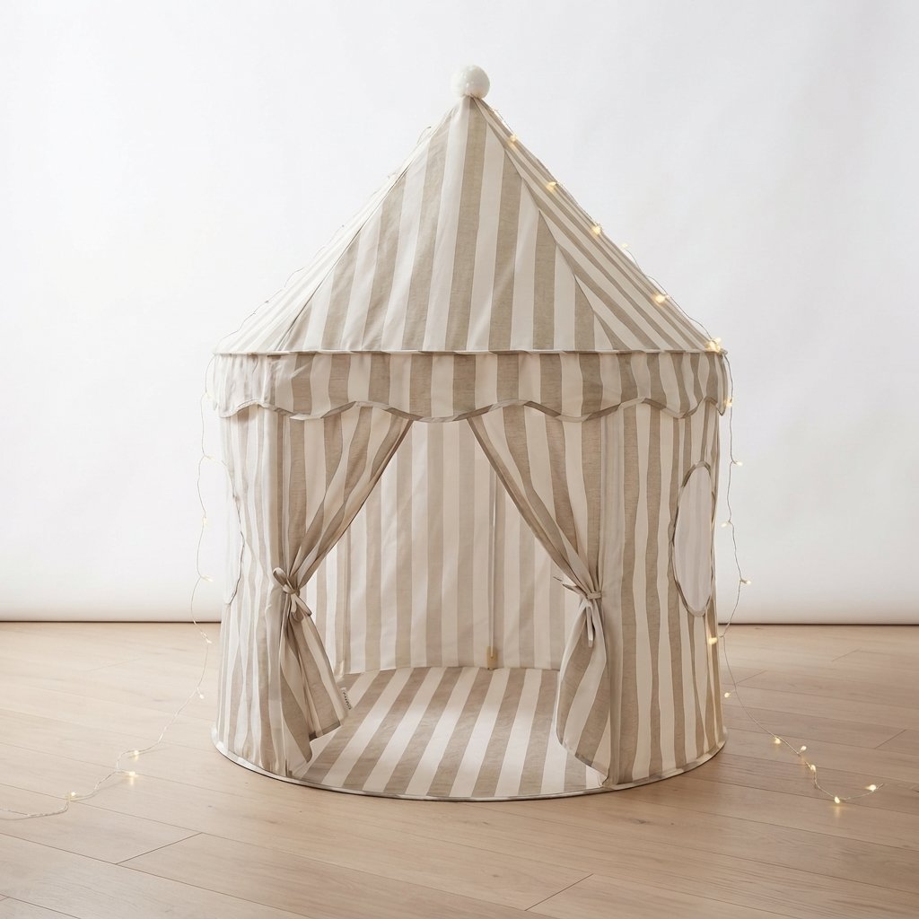 Children's Pop-Up Play Tent with Pom-Pom Roof, Stripe