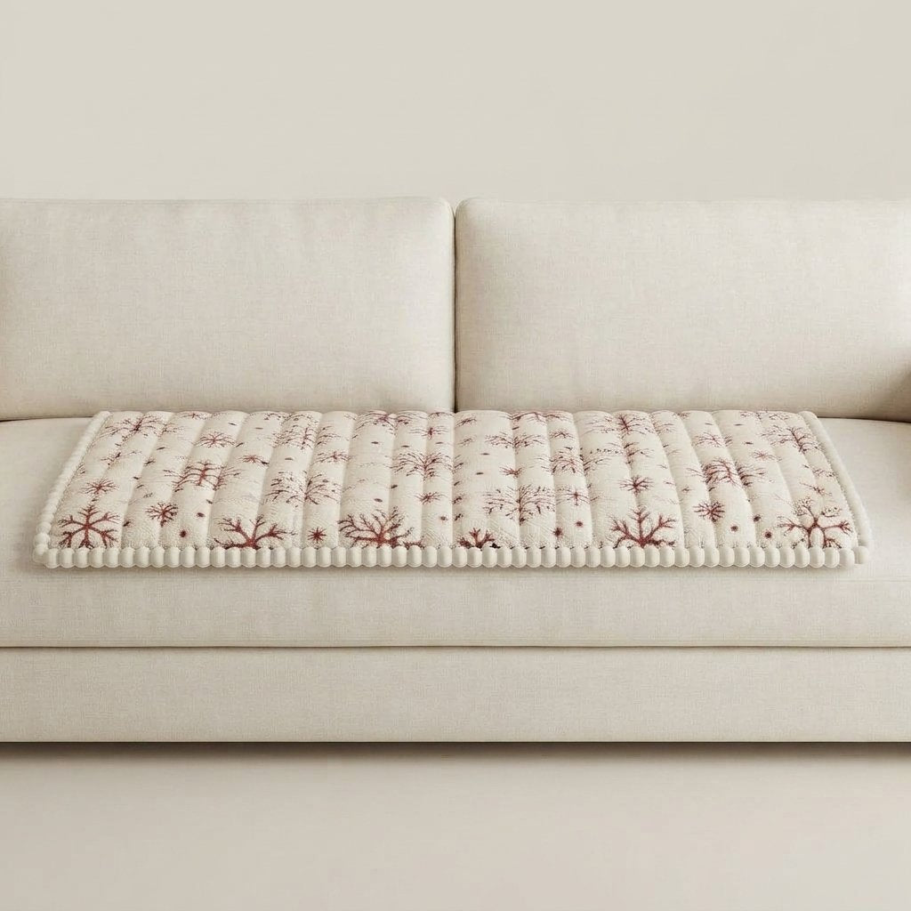 Christmas Quilted Sofa Cushion Cover with Snowflake Pattern