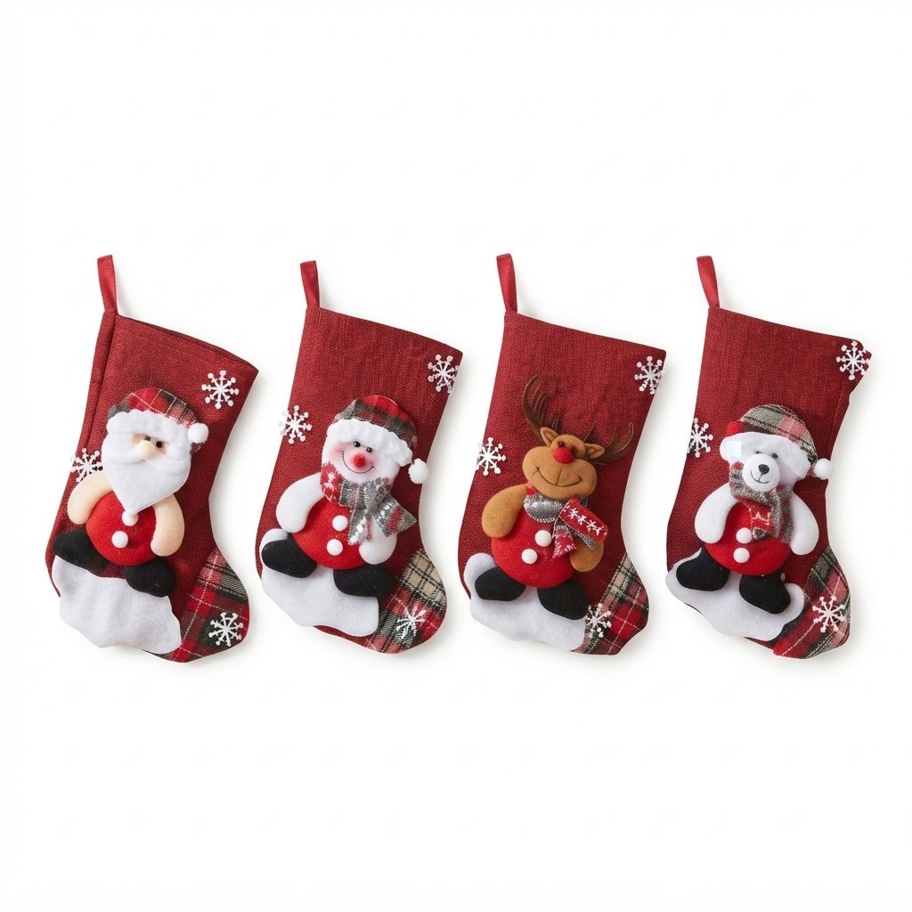Christmas Stockings Set with Santa, Snowman, Reindeer & Polar Bear
