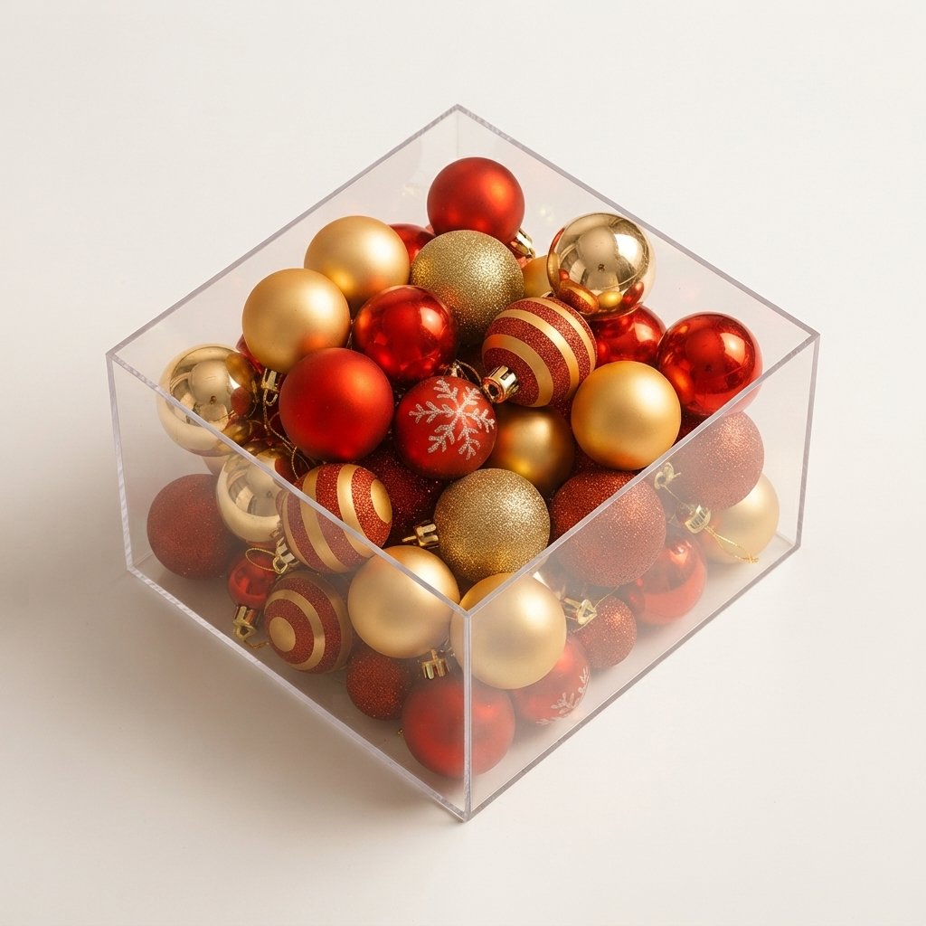 Christmas Tree Baubles Set of 50, Red & Gold, 4 cm