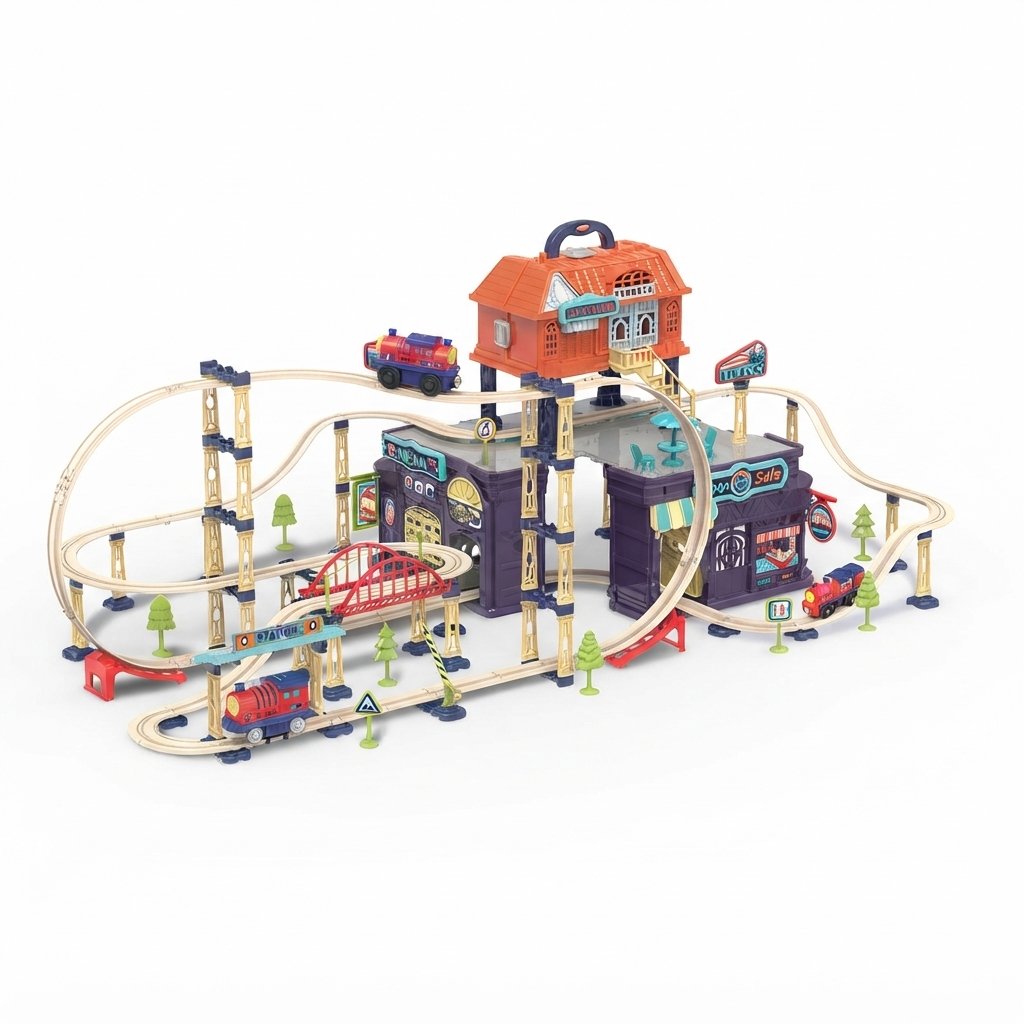 City Train Track Playset, 217-Piece Set for Kids 3+