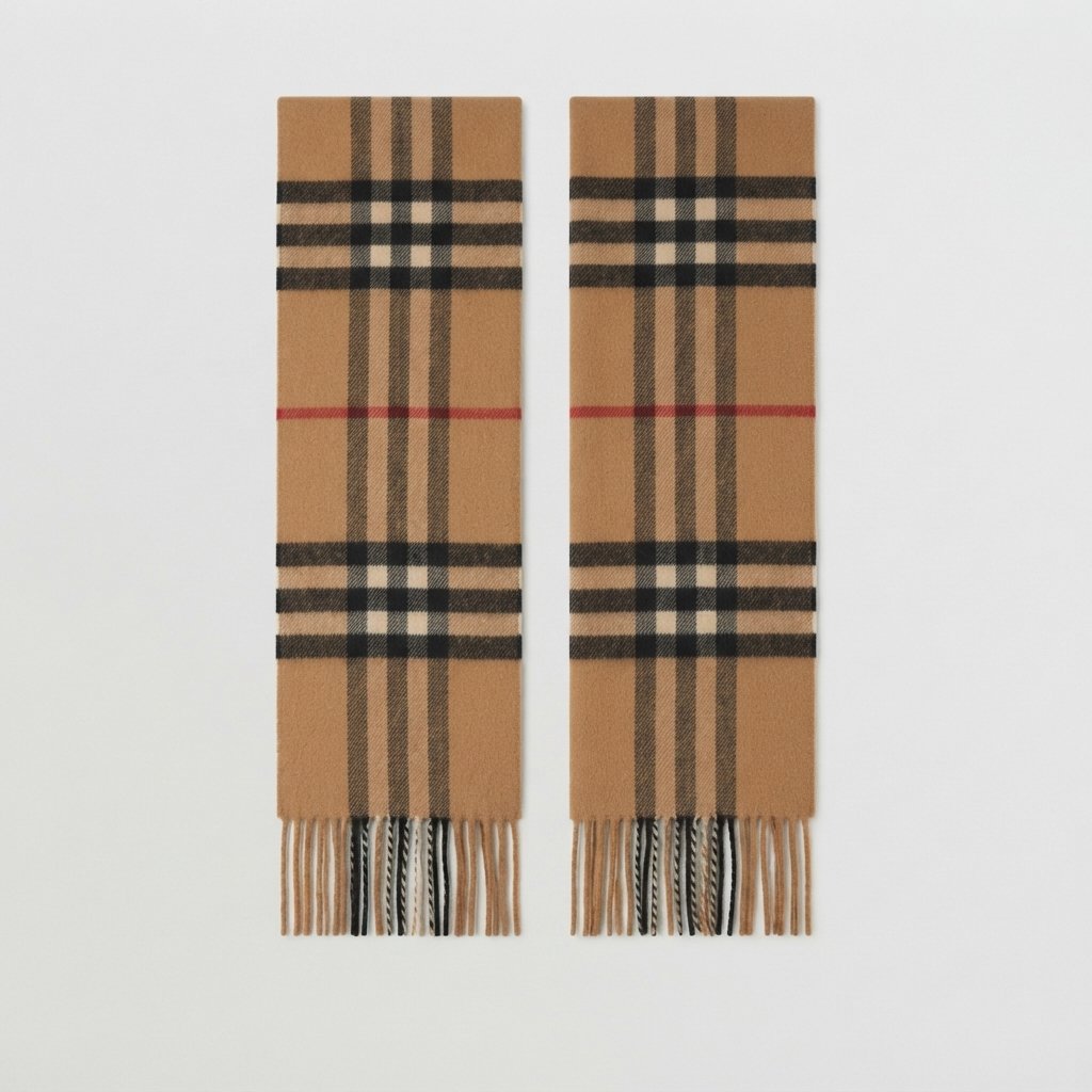 Classic Check Scarf with Fringe, Wool-Feel Wrap