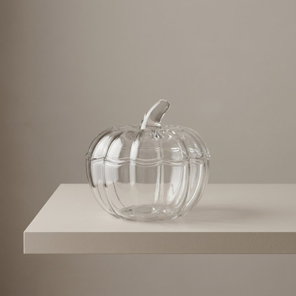 Clear Tempered Glass Pumpkin Jar with Lid – Decorative Autumn Container