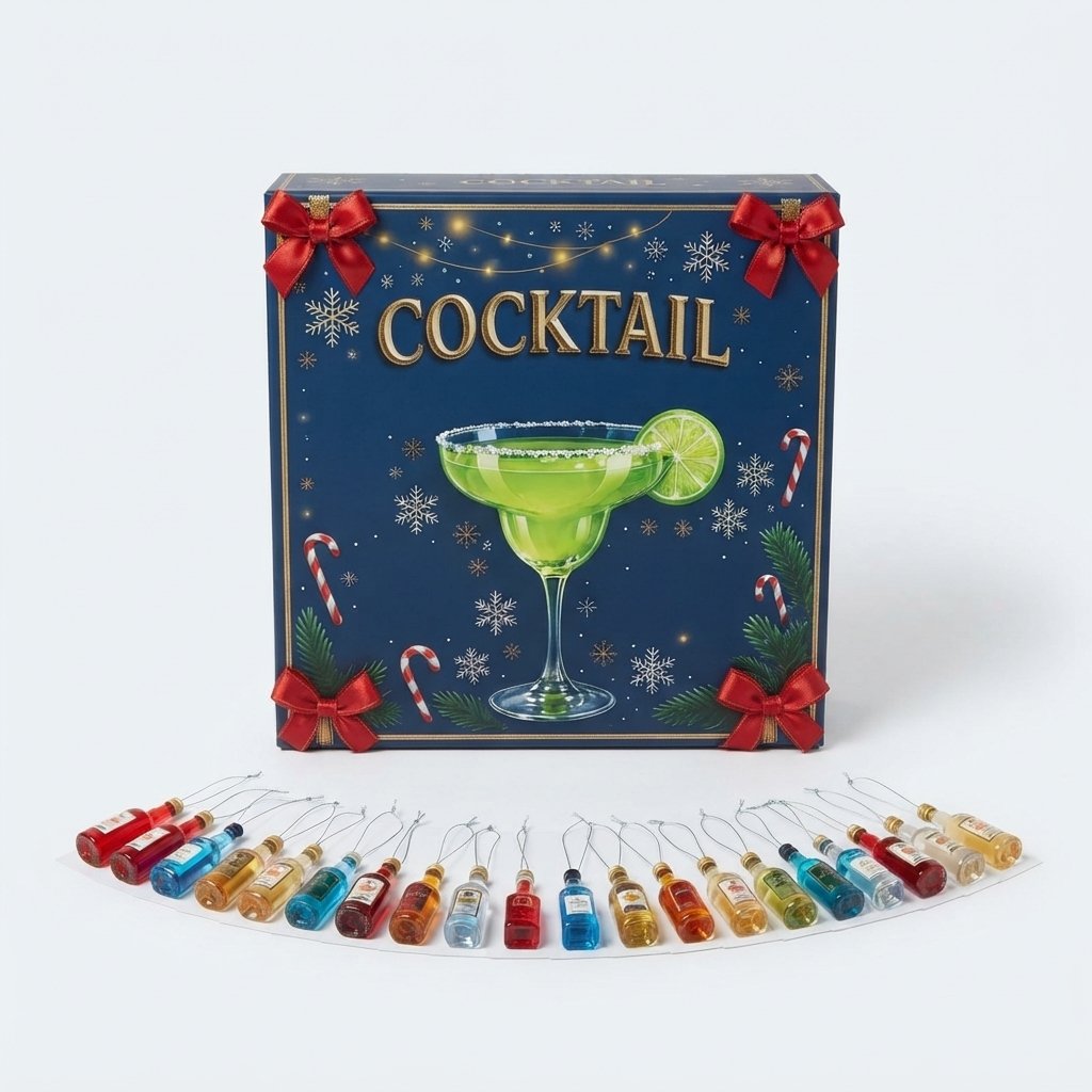 Cocktail Advent Calendar with 24 Hanging Ornaments