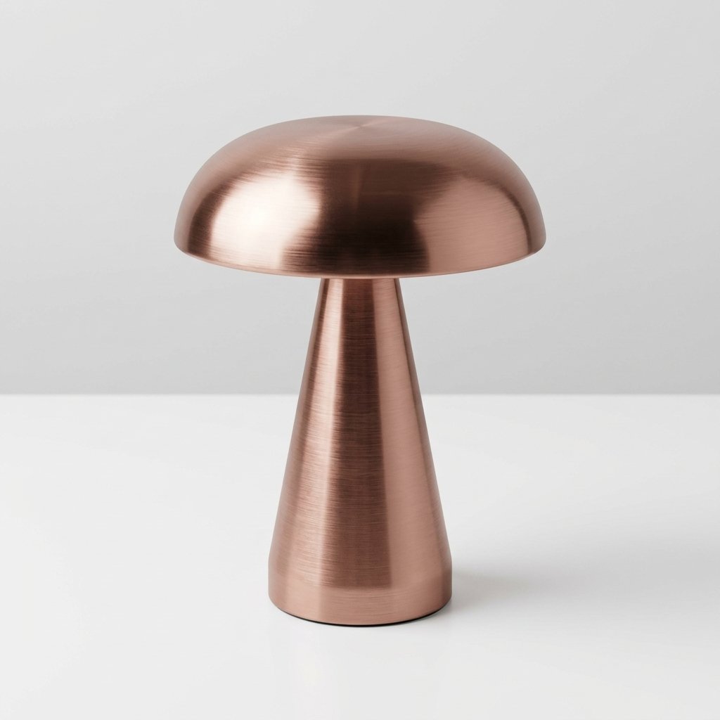 Cordless Mushroom Table Lamp in Brushed Rose Gold
