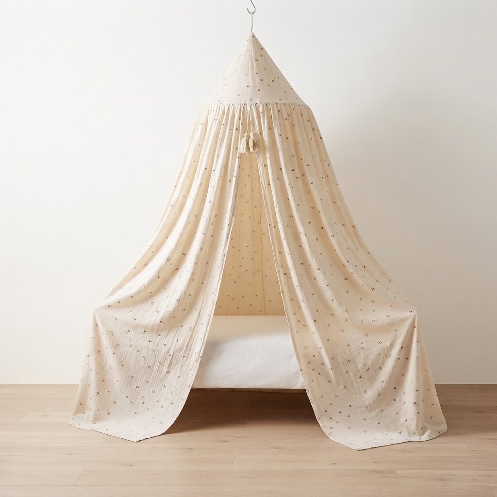 Cotton Bed Canopy with Cherry Print for Kids