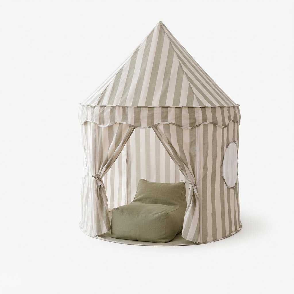 Cotton Play Tent & Mini Bean Bag Lounger Bundle – Sage