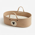 Cotton Rope Moses Basket with Bear Detail and Handles