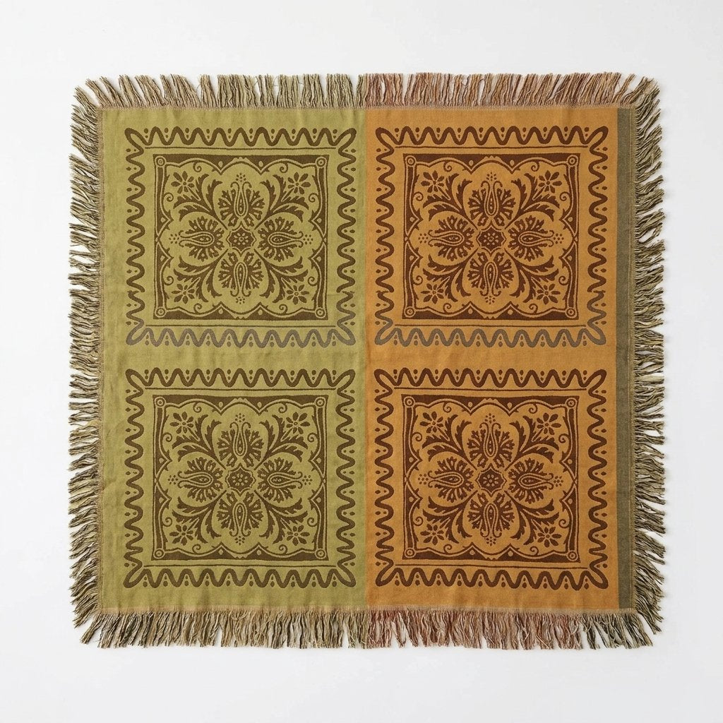 Cotton Tassel Throw Blanket with Mandala Pattern