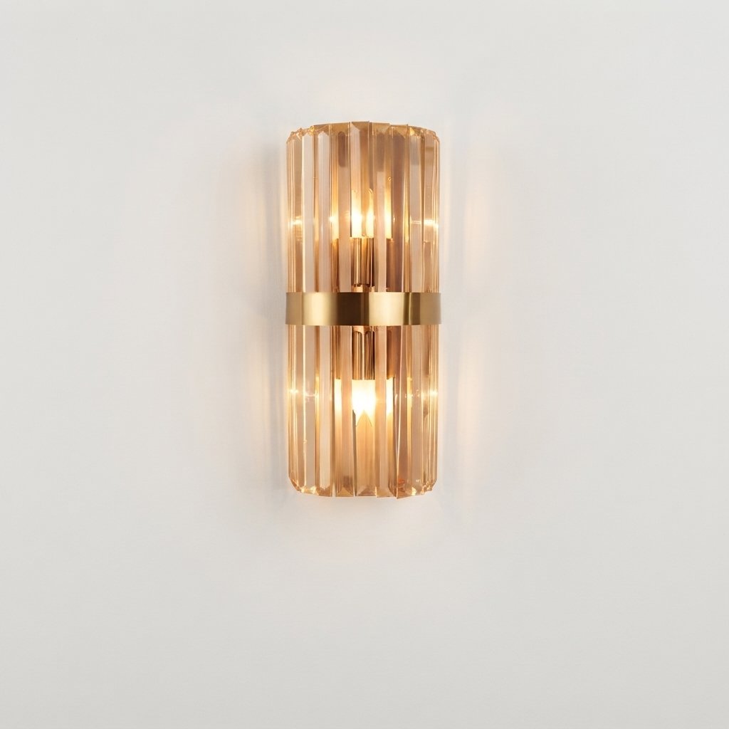Crystal Wall Sconce with Gold or Black Steel Frame