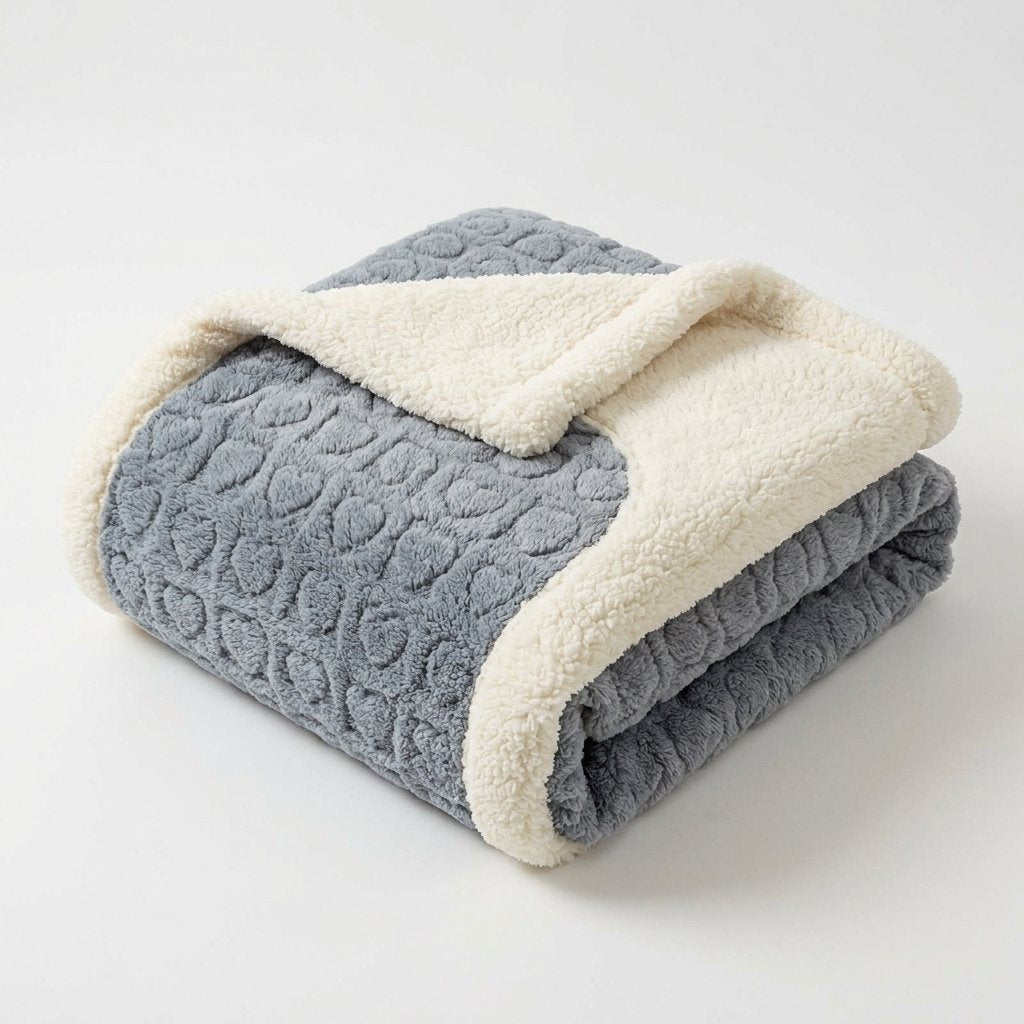Double-Layer Berber Fleece Throw Blanket, Heart Texture
