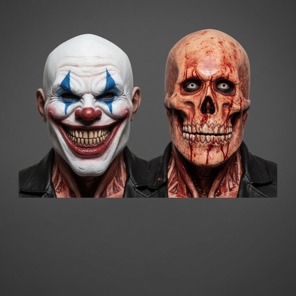 Double-Layer Peel-Off Halloween Mask – Creepy Clown and Bloody Skull Full Head Latex Costume Mask