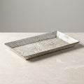 Embossed Iron Decorative Tray, Whitewashed Finish