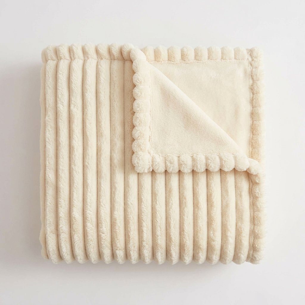 Faux Fur Fleece Blanket, Dual-Sided Plush Throw