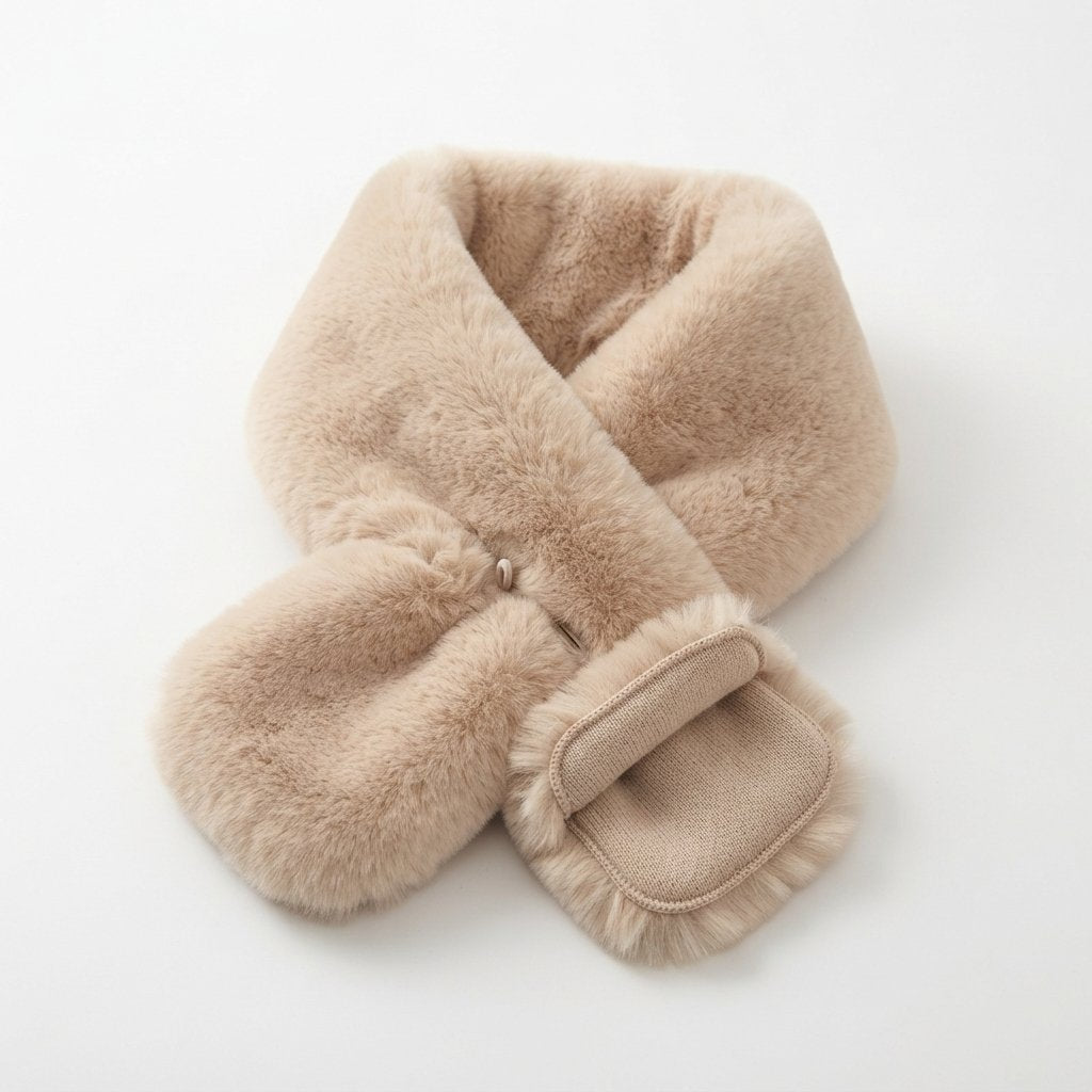 Faux Rabbit Fur Collar Scarf – Plush Knit-Backed