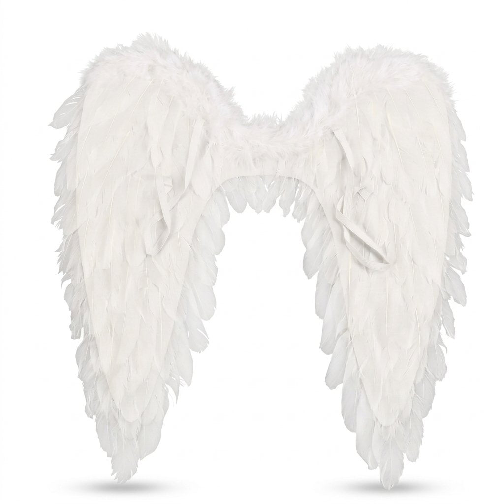 Feathered Angel Wings Costume Accessory with Adjustable Straps