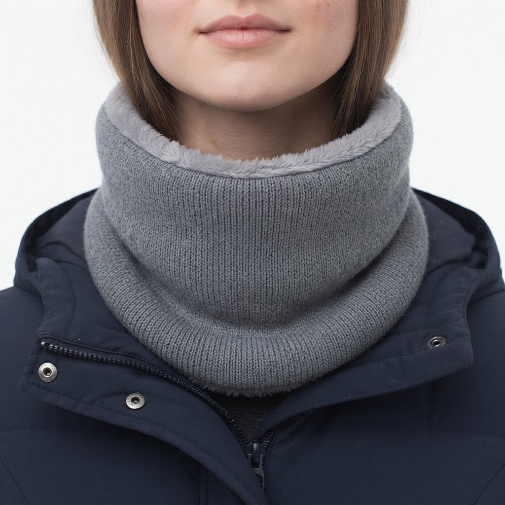 Fleece-Lined Knitted Snood Neck Warmer, One Size