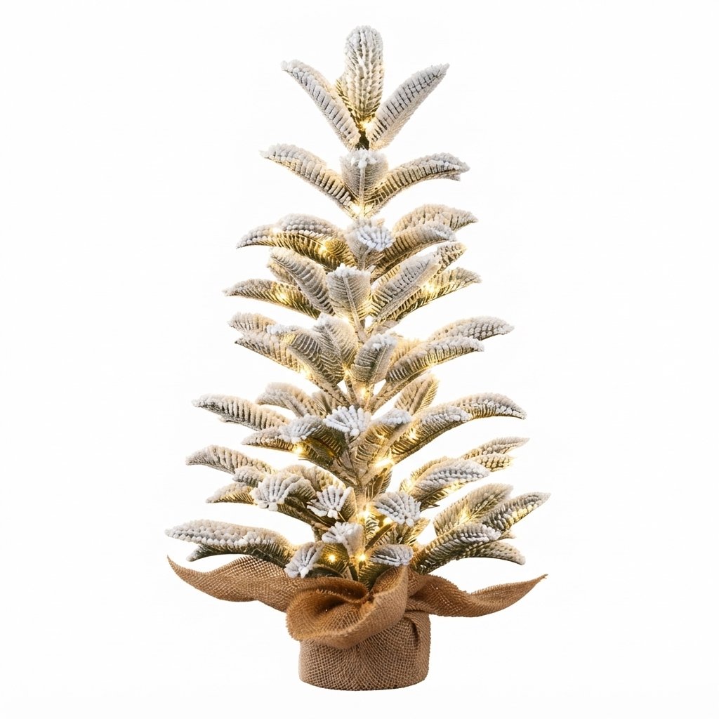 Flocked Tabletop Christmas Tree with Warm LED Lights