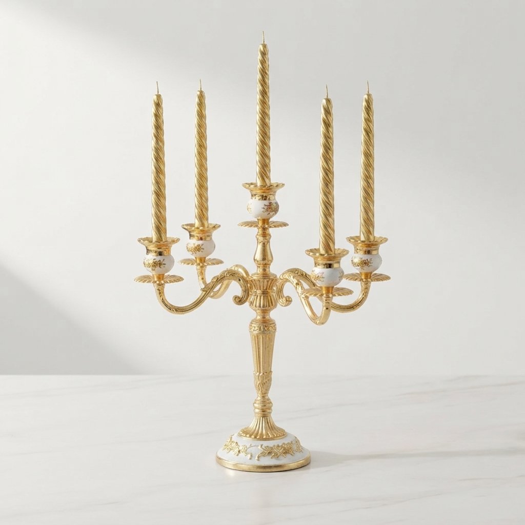 Floral Alloy Candelabra, 3-Arm or 5-Arm