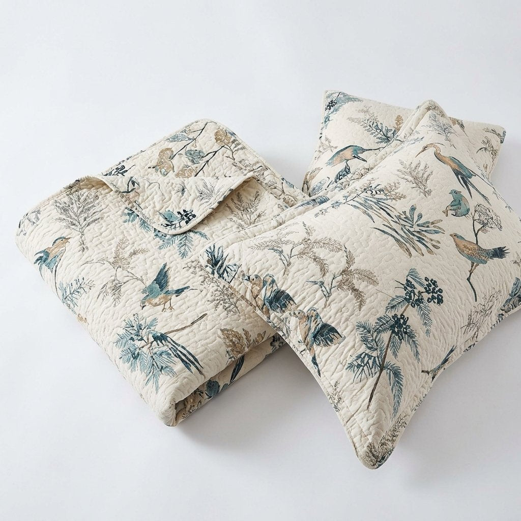 Floral Cotton Quilted Coverlet Set with 2 Pillowcases
