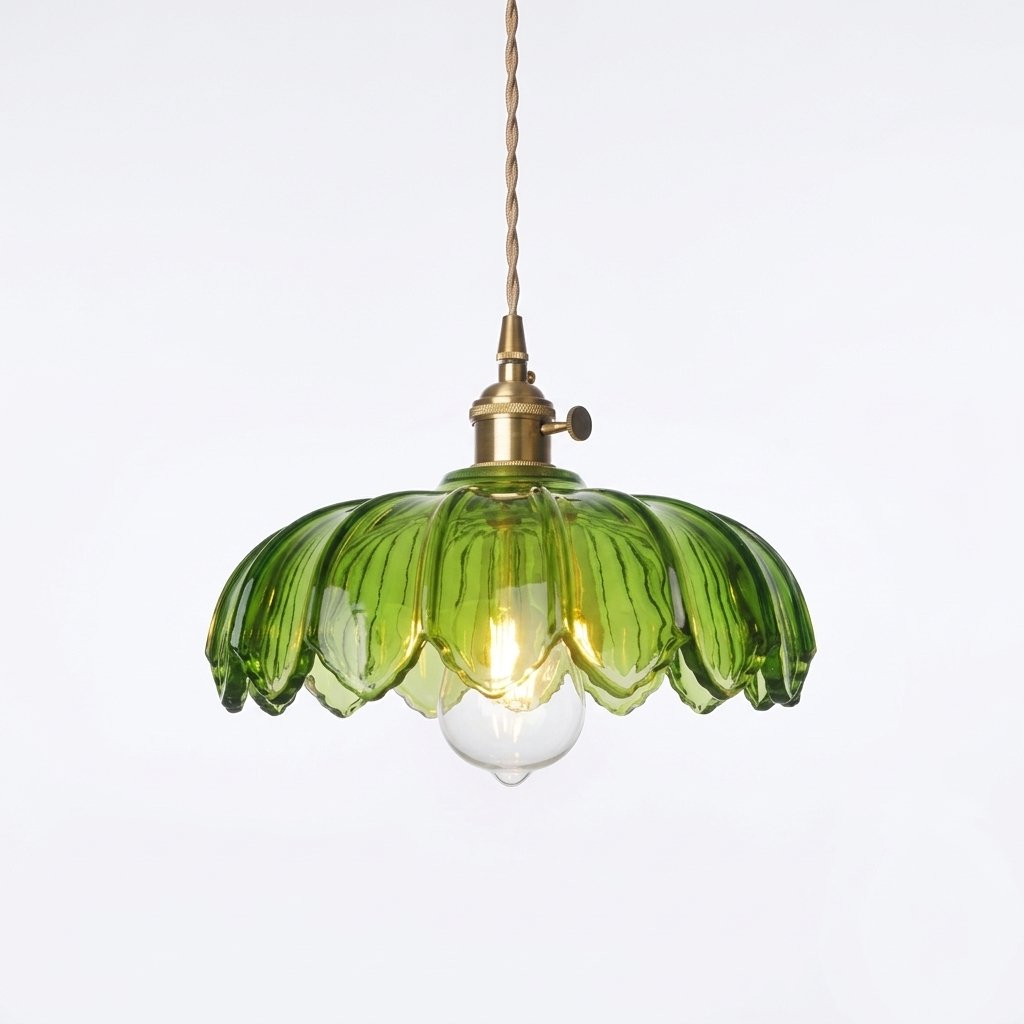Floral Glass Pendant Light with Brass Fitting